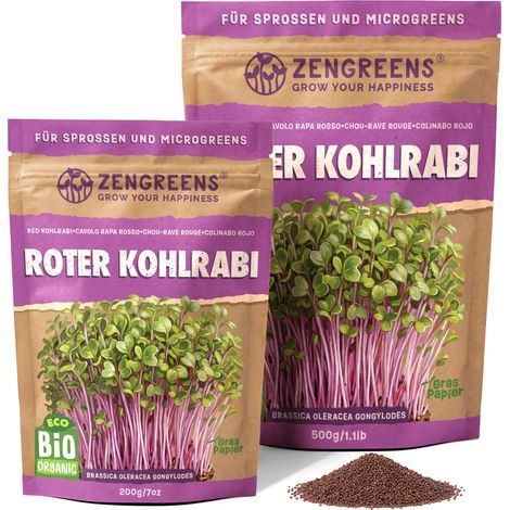 Bio Keimsaat Roter Kohlrabi 200 g Sprossen und Microgreens Samen (1/5)