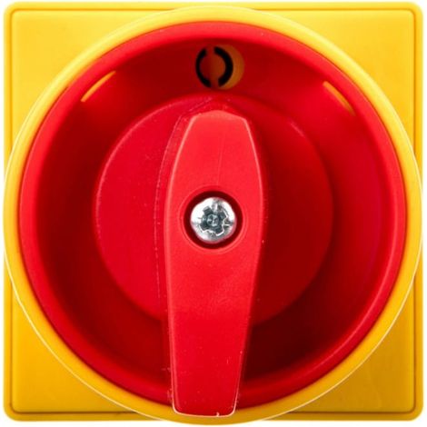 Interrupteur à came 0-1 triphasé 16 A pour installation encastrée avec bouton jaune/rouge, verrouillable par cadenas GX1610U25