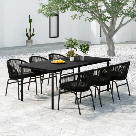 Ensemble Table et Chaise de Jardin 7 pcs - Ensemble de salle à manger de jardin Noir BV962000 - BonneVie (1/5)