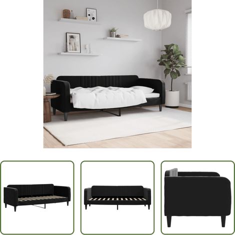 Schlafsofa - Tagesbett Schwarz 80x200 cm Samt (1/5)