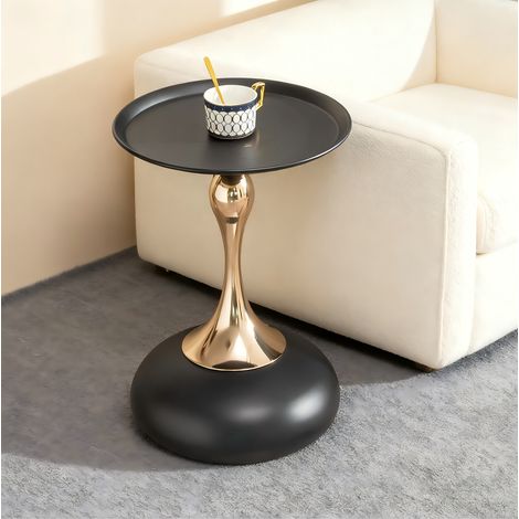 Beistelltisch rund 38 x 54 cm aus Metall Schwarz/Gold HAVRYA (1/5)