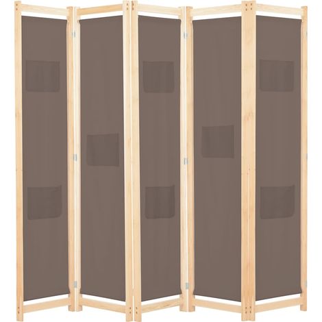 5-Panel Room Divider Brown 200x170x4 cm Fabric vidaXL