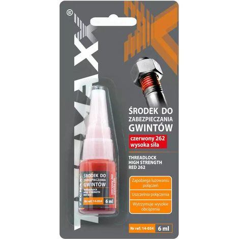 TECMAXX ŚRODEK DO ZABEZPIECZANIA GWINTÓW CZERWONY - TRWAŁY  6ml