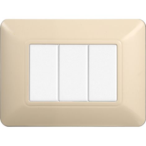Placca compatibile Bticino Matix 3 moduli plastica colore sabbia (1/6)