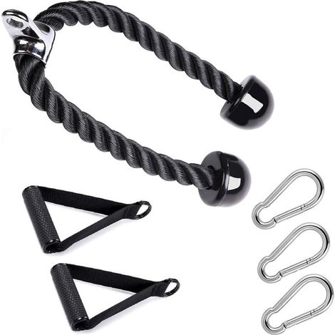 Triceps Pull Up Rope, Triceps Push Pull Down Rope Cord, Gym Tricep Rope Cable & Powerful Handle with Carabiner Hook, for Arm Strength Training (1/5)