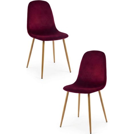 Packs Sillas Comedor - Pack 2 Sillas Teok Terciopelo - Rojo (1/5)