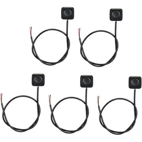 Interrupteur à bouton-poussoir momentané marche/arrêt, mini-bouton en plastique noir, montage en surface, 12 V/24 V (1/5)