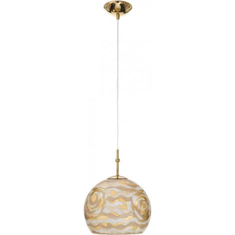 Lampe suspendue Luna Gold 24 Karat Shiny, champagne en verre E27 40W H: 200 cm Ø20cm Dimmable 1-Flame (1/3)