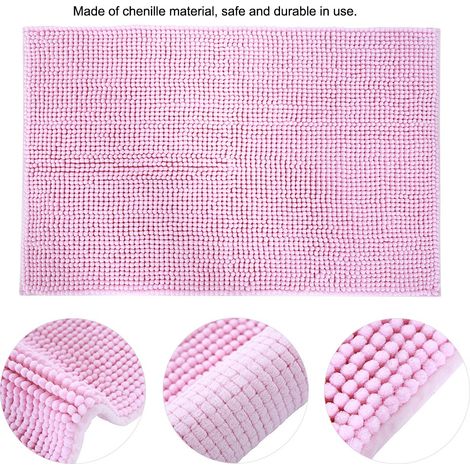 Tapis antidérapant en chenille, absorbant l'eau, pour salle de bain et salon (rose) (1/5)