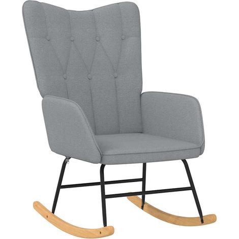Chaise à bascule Fauteuil berçant - Chaise de salon Gris clair Tissu BonneVie-99293 (1/5)
