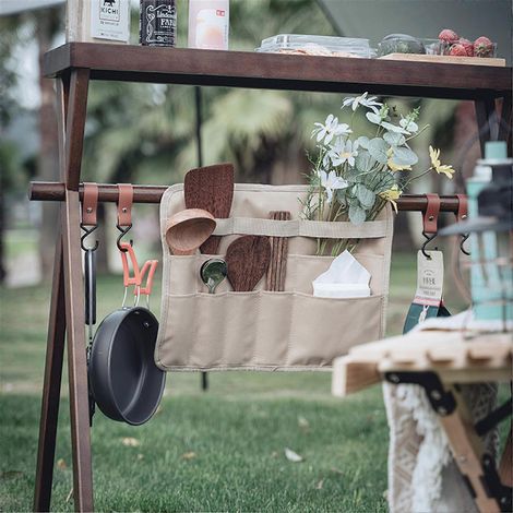 Sac de rangement portable pour vaisselle de pique-nique, sac de camping, sac de cuisine avec organisateur intégré, sac de voyage pour ustensiles de cuisine et vaisselle de camping. (1/5)