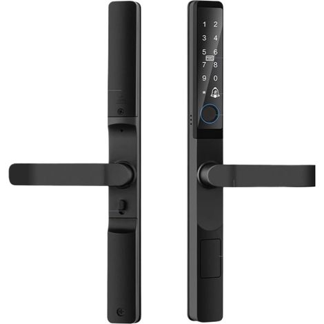 Poignée de Verrouillage de Porte d'entrée sans clé, mortaise, accès for Smartphone, 85, 92mm, Ultra-Mince, Application, Commande à Distance, WiFi, Serrure Intelligente(No Mortise) (1/5)