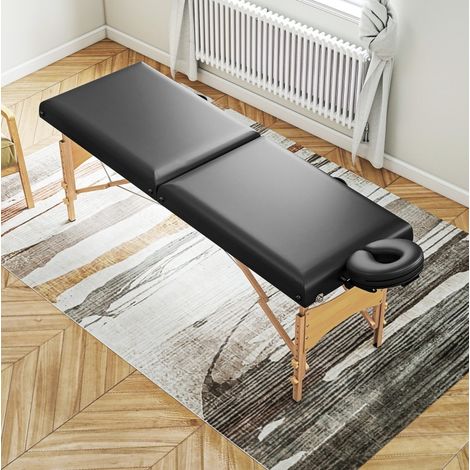 Camilla de masaje plegable 215 x 70 cm regulable en altura con reposacabezas, negra OKMYHOME (1/5)