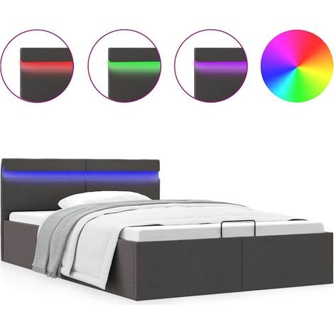 Maison Exclusive - Bett mit Bettkasten Hydraulisch LED Dunkelgrau