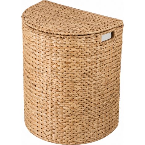 CALICOSY - Panier à linge demi-lune en jacinthe d'eau avec couvercle L45 cm - NILA (1/2)