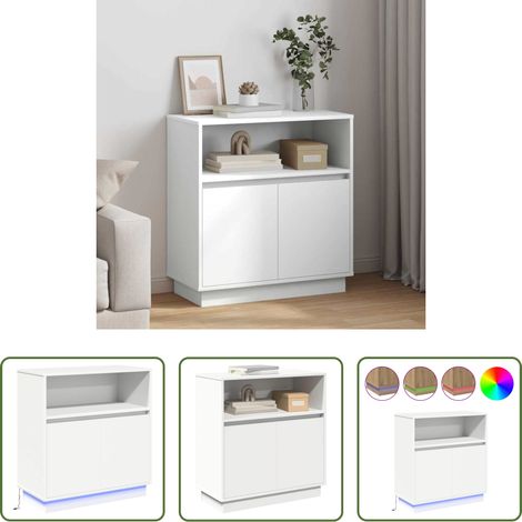 Holzwerkstoff - LED-Sideboard Weiß 71 x 34,5 x 75 cm Holzwerkstoff (1/5)