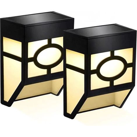 2 pièces Lampes murales solaires imperméables Abs LED lumière Solaire extérieure lumière de éclairages muraux Cour Chemin Lampe de clôture pour Couloir à la Maison (1/5)