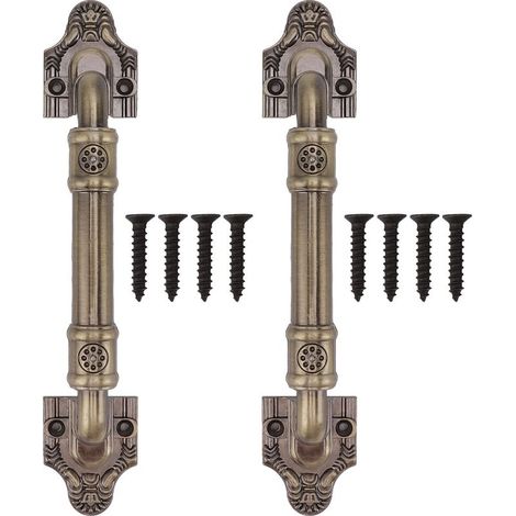 Poignées vintage pour portes de ferme – 2 pièces en bronze allié à l’aluminium – Installation facile sur portes et armoires (1/5)