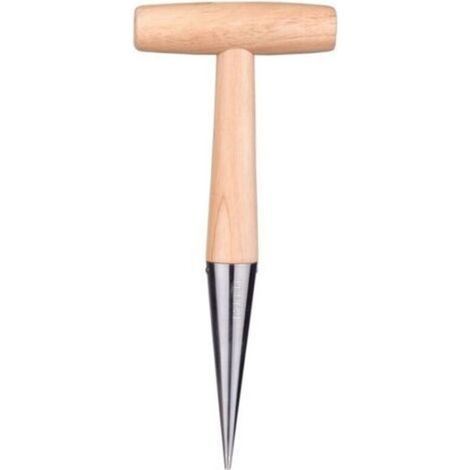 Bulb planter with steel tip, 27 cm - Hand planter with solid wooden handle - Gardening tool for adults (1/4)