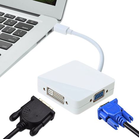 Adaptateur Mini DisplayPort Thunderbolt Vers HDMI VGA DVI - 4K 60 Hz - Pour MacBook iMac Surface Pro - 1 Pièce (1/5)