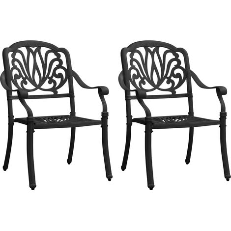 2 pcs Chaises de jardin, Chaises de terrasse, Fauteuils de Relaxationn Aluminium coulé Noir BGT73126 (1/5)