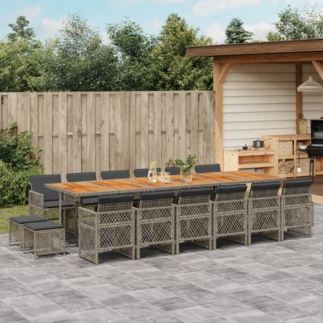 Ensemble à manger de jardin 17 pcs et coussins résine tressée vidaXL (1/5)