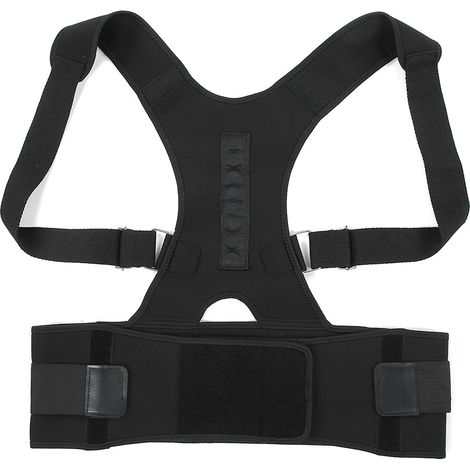 Correcteur de posture magnétique unisexe, ceinture de soutien dorsal noir taille M, corrige le dos voûté et améliore l'alignement de la colonne vertébrale. (1/5)