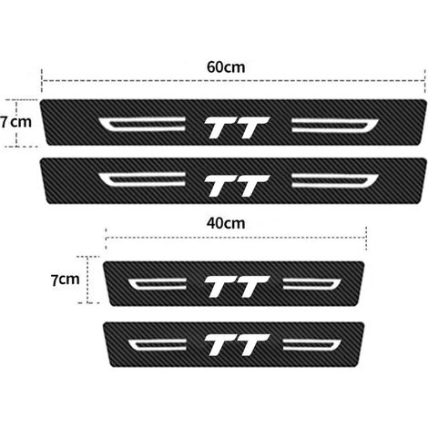 (4 pièces) Autocollants de protection de seuil de porte de voiture,anti-rayures,pour Audi TT,logo,en fibre de carbone,protection de pare-chocs arrière (1/3)