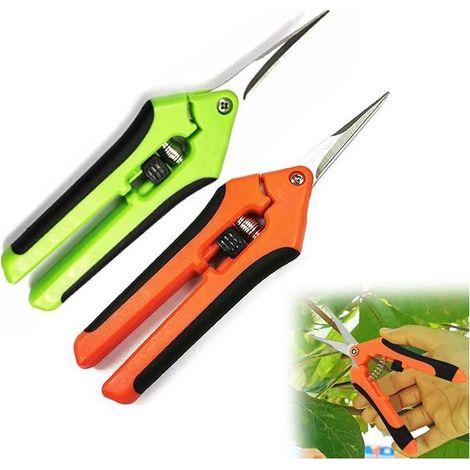Gardening Scissors, Stainless Steel Gardening Scissors for Plants and Flowers (16.5 cm, Orange/Green) (1/5)