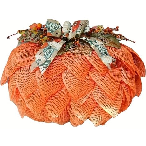 Couronne d'Halloween en tissu imitation, citrouille créative, accessoires de décoration automnale pour jardin