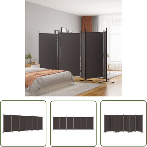 The Living Store Cloison de séparation 6 panneaux Marron 520x180 cm Tissu - Cloison De Séparation - Écran De Confidentialité - Séparateur De Pièce - Rideau De Séparation - Partition Murale (1/5)