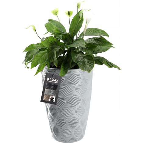 KADAX Blumentopf mit Einsatz und Griffen, aus Kunststoff, 58.5 cm, grau