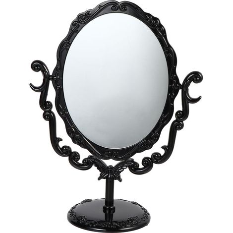 Miroir cosmétique Vintage pour Femme, Miroir de Table pivotant Double Face, Miroir pour Salle de Bain, Chambre à Coucher, 1 pièce (Noir) (1/5)