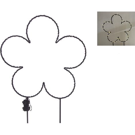 TrendLine LED-Stecker Blüte Eisen 82 x 59 cm schwarz warmweiß
