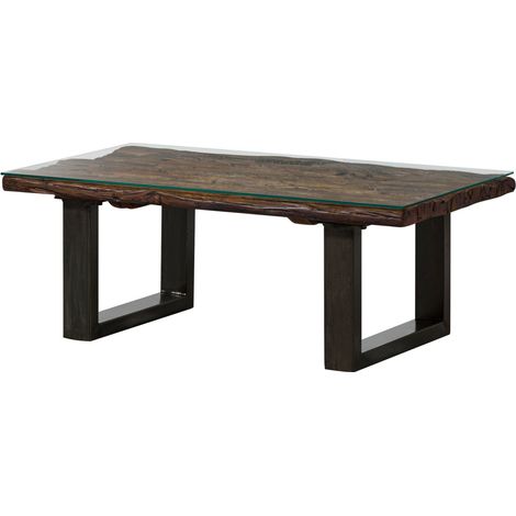 Tavolino da salotto in legno riciclato / ferro 110x60x42 laccato marrone SEVILLA 29