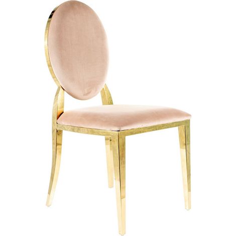 Chaise design en velours beige avec pied métal doré Céline (1/5)