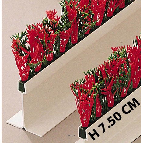 Séparateur barrette Feuille PE Cyprés Vert-Rouge H7cmL75cm socleH3,5cm - dimhaut: H 7 cm - couleur: Vert-rouge