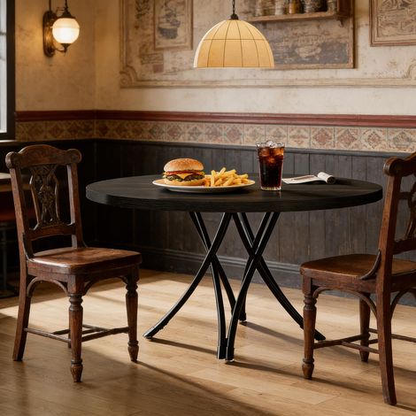 Tavolo da pranzo rotondo per 4-6 persone, Ø 120 x 75 cm, gambe incrociate, nero REDOM (1/5)