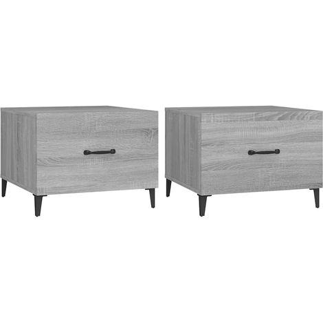 Lot de 2 Tables basses de salon, Tables Café, avec pieds en métal Sonoma gris 50x50x40 cm OIB3757E (1/5)