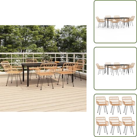 The Living Store Ensemble à manger de jardin 7 pcs Résine tressée - Salle à manger de jardin (1/5)