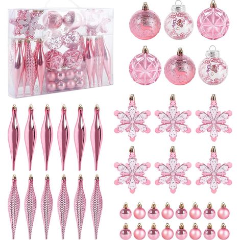 Christbaumschmuck, 40 Stück glitzernde rosa Weihnachtskugeln, bruchsichere Weihnachtskugeln, hängende Weihnachtsdekoration für Weihnachtsbaum, Hochzeitsfeier (1/5)
