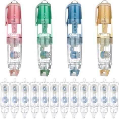 Rouleau Colle Double Face - 6 mm x 5 m - Adhésion Permanente - Pour Scrapbooking Et Travaux Manuels - 4 Pièces Avec 12 Recharges (1/4)