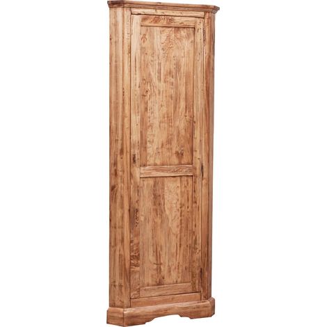 Country-style solid made wood natural finish W50xDP50xH184 cm sized corner cabinet. Made in Italy (1/5)