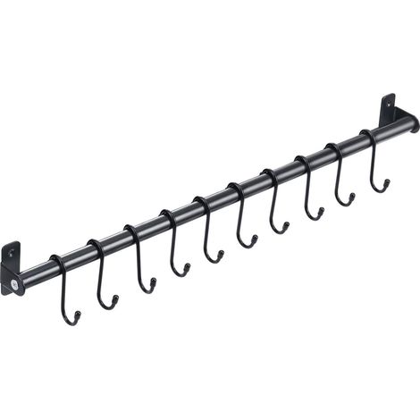 Küchenhalter, Küchen Hängeleiste, Pfannenhalter, Aufhängesystem 570mm, Relingsystem mit Hakenleiste