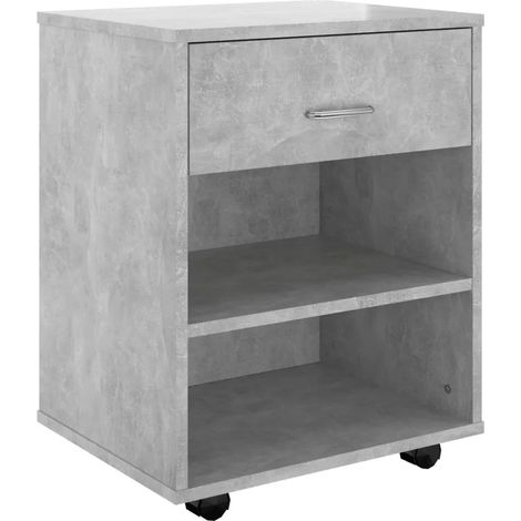 Armoire à roulettes moderne fonctionnelle 46 x 36 x 59 cm en bois d'ingénierie gris béton (1/5)