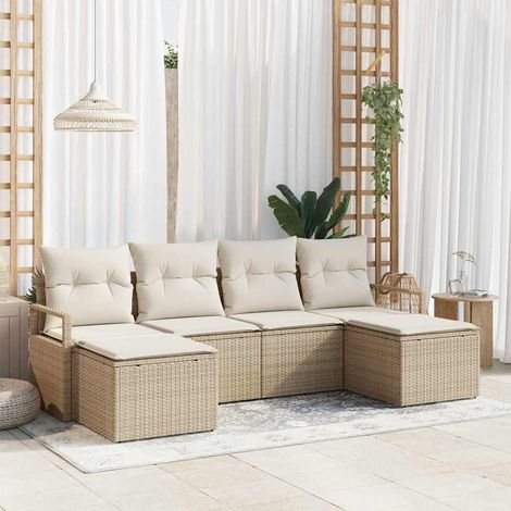 Set di divani 6 pz Beige polyrattan vidaXL (1/5)