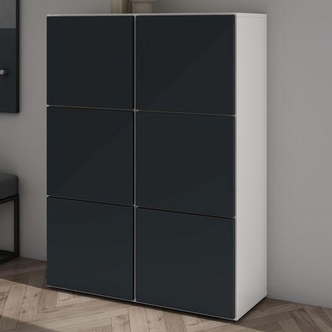 Mai & Mai Scarpiera Portascarpe 90x36x120cm, Porta Scarpe Armadio Scaffale Portascarpe 6 Ante + 12 Scomparti per Ingresso Soggiorno, Camera da Letto Schuhschrank02, Bianco opaco+Antracite opaco