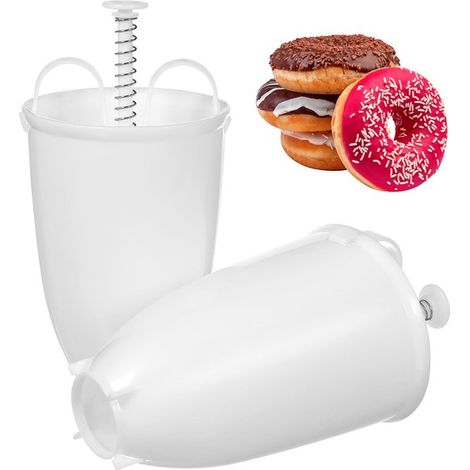 Stampo per ciambelle bianco in due parti, pressa ergonomica per dolci, facile preparazione di ciambelle e pancake, per uso domestico e in cucina. (1/5)