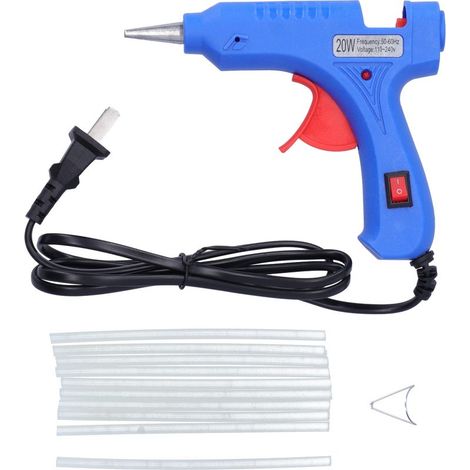 Pistolet à Colle Chaude 20W DIY pour Bois Plastique Verre Métal avec 10 Bâtons de Colle et Accessoires (1/5)