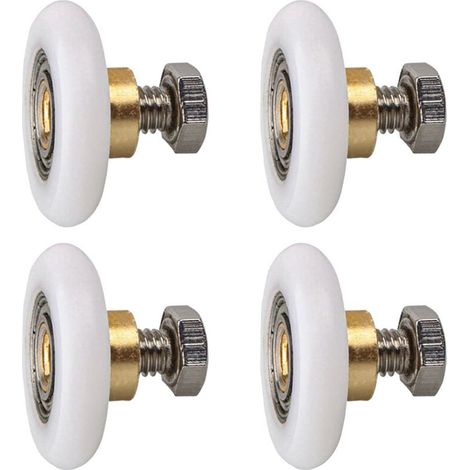 4 pièces Rouleaux de remplacement pour porte de douche coulissante, roulettes de roue de porte de douche 20mm, fixation de roulette pour porte coulissante de douche (1/5)